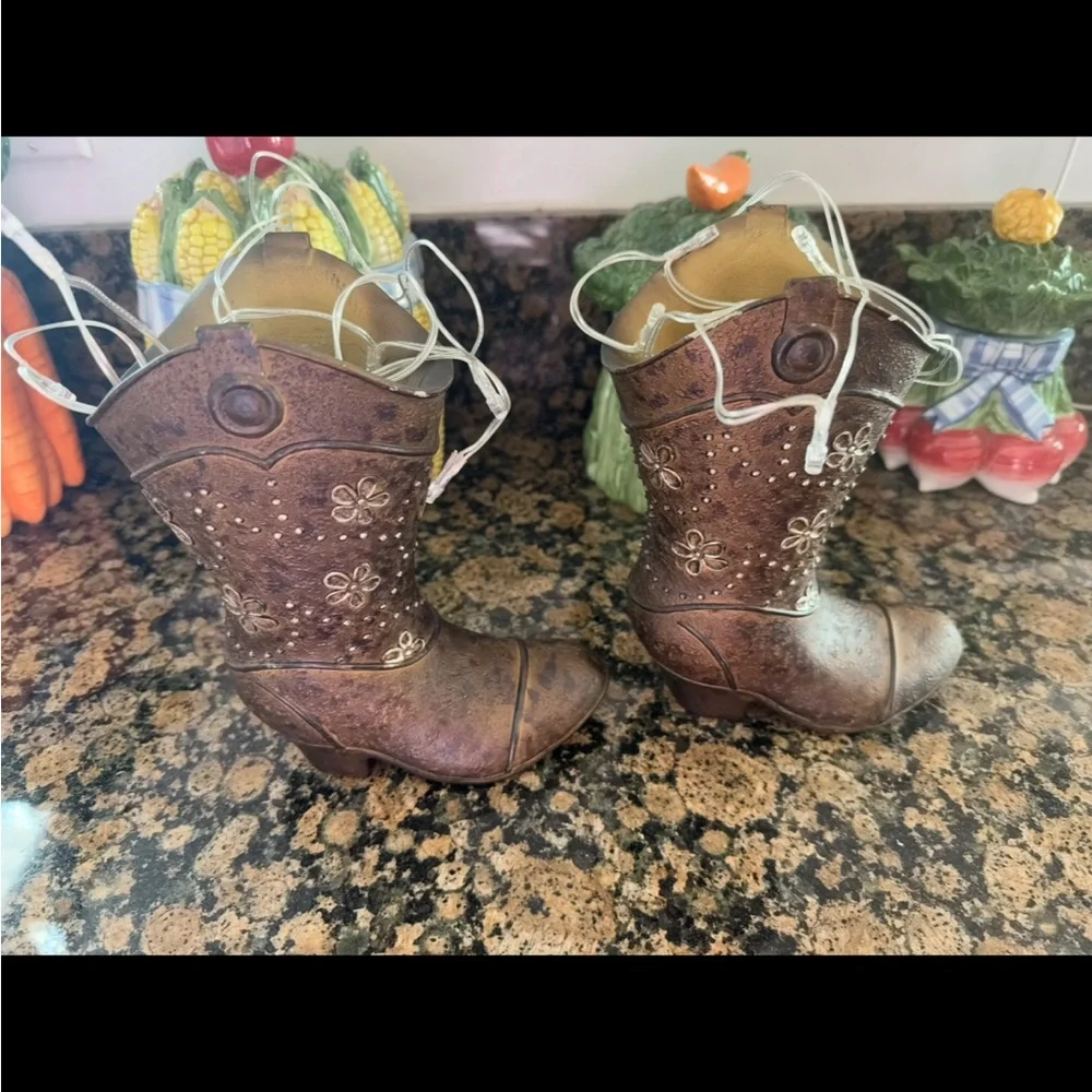 Brown Floral vase with lights for flowers. 2 set of boots
8 X 6 inches - Picture 2 of 5